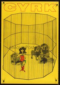 3b479 CYRK Polish circus poster '65 cool artwork of female lion tamer by Swierzy!