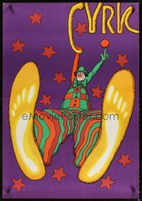 3b490 CYRK Polish circus poster '79 Bohdan Bocianowski art of creepy clown!