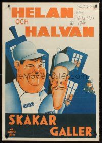 3b174 PARDON US Swedish R40s wonderful different art of convicts Stan Laurel & Oliver Hardy!