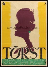 3b177 THREE STRANGE LOVES Swedish '49 Ingmar Bergman's Torst, Eva Henning, great silhouette art!
