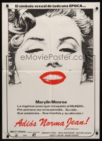 3b076 GOODBYE NORMA JEAN Venezuelan '76 Misty Rowe, great close up art of sexiest Marilyn Monroe!
