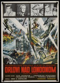 3b292 EAGLES OVER LONDON Yugoslavian '73 Van Johnson, really cool artwork of WWII aerial battle!