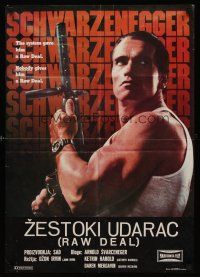 3b320 RAW DEAL Yugoslavian '86 tough guy Arnold Schwarzenegger w/gun!