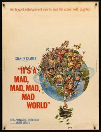 3c624 IT'S A MAD, MAD, MAD, MAD WORLD 30x40 '64 great art of entire cast on Earth by Jack Davis!