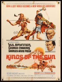 3c625 KINGS OF THE SUN 30x40 '64 art of Yul Brynner with spear fighting George Chakiris!