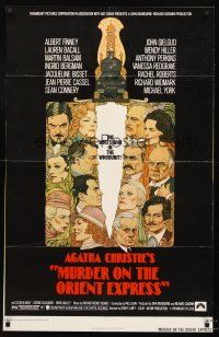 3c627 MURDER ON THE ORIENT EXPRESS 30x40 '74 Agatha Christie, great art of cast by Richard Amsel!