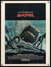 3c642 SORCERER 30x40 '77 William Friedkin, Wages of Fear, image of truck crossing rope bridge!