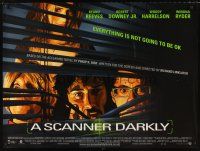 3c120 SCANNER DARKLY DS British quad '06 Keanu Reeves, Robert Downey, Jr., Harrelson, Winona Ryder!