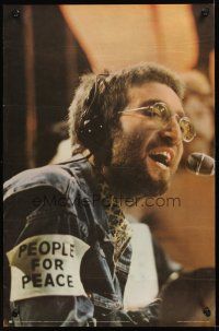 3c259 JOHN LENNON English commercial poster '70 close-up of John Lennon recording in studio!