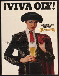 3c328 OLYMPIA special 18x24 '70s sexy female matador w/beer, viva Oly!