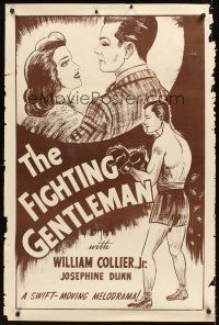 3c403 FIGHTING GENTLEMAN 1sh R1940s William Collier, Jr., cool boxing artwork!