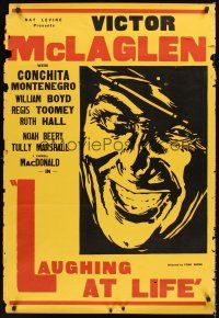 3c404 LAUGHING AT LIFE other company 1sh '33 Conchita Montenegro, creepy close up art of McLaglen!