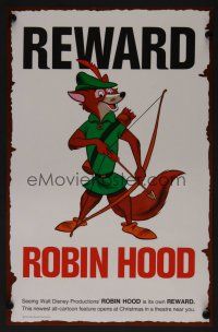 3c586 ROBIN HOOD advance mini poster '73 Walt Disney cartoon, best REWARD poster design!