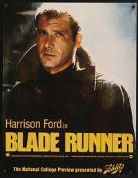 3c449 BLADE RUNNER special 17x22 '82 great Harrison Ford close up, Schlitz beer tie-in!