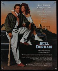 3c570 BULL DURHAM mini poster '88 great image of baseball player Kevin Costner & Susan Sarandon!