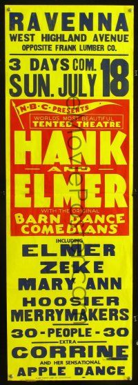 3c381 HANK & ELMER WITH ORIGINAL BARN DANCE COMEDIANS tented theater herald '30s apple dance!