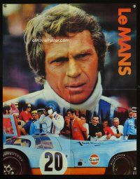 3c451 LE MANS special 17x22 '71 great close up image of race car driver Steve McQueen!