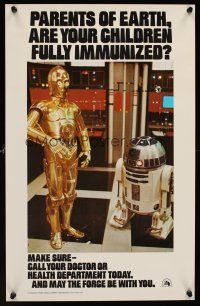 3c440 STAR WARS HEALTH DEPARTMENT POSTER special 14x22 '77 C3P0 & R2D2 check kid's immunizations!