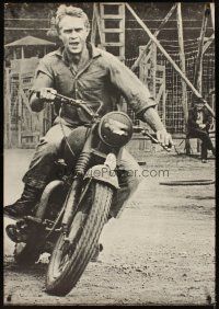 3c542 STEVE McQUEEN special 29x42 '66 action image of actor on motorcycle in The Great Escape!