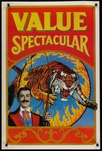 3c364 VALUE SPECTACULAR commercial circus special 24x36 '70s Bill Gregg art of tiger & tamer!