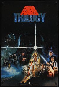 3c410 STAR WARS TRILOGY video 1sh '90 George Lucas directed classics, great art montage!