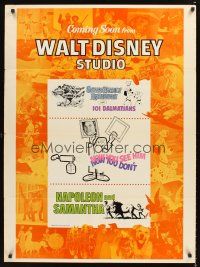 3c411 WALT DISNEY STUDIO 1sh '70s 101 Dalmatians & three upcoming Disney features!