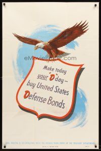 3c267 BUY UNITED STATES DEFENSE BONDS war poster '51 Don Cannavaro art of eagle!