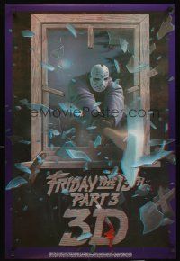 3c527 FRIDAY THE 13th PART 3 - 3D special 24x36 '82 Jason stabbing through shower w/3-D glasses!