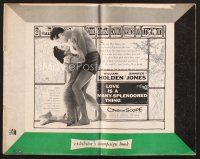 3d172 LOVE IS A MANY-SPLENDORED THING pressbook '55 romantic art of William Holden & Jennifer Jones!