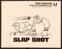 3d211 SLAP SHOT pressbook '77 Paul Newman hockey sports classic, great art by R.G.!