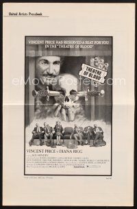 3d221 THEATRE OF BLOOD pressbook '73 great art of Vincent Price holding bloody skull w/dead audience