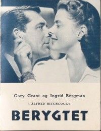 3d305 NOTORIOUS Danish program R60s Cary Grant & Ingrid Bergman, Alfred Hitchcock, different!