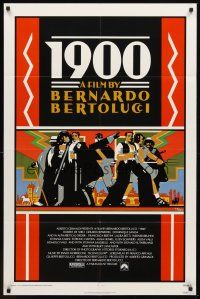 3e006 1900 1sh '77 directed by Bernardo Bertolucci, Robert De Niro, cool Doug Johnson art!