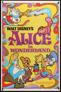 3e025 ALICE IN WONDERLAND 1sh R81 Walt Disney Lewis Carroll classic, cool psychedelic art!