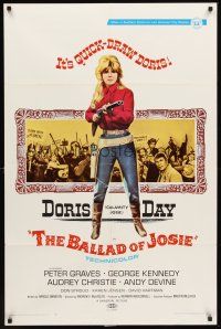 3e056 BALLAD OF JOSIE 1sh '68 great full-length image of quick-draw Doris Day pointing shotgun!