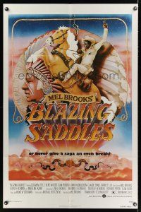 3e087 BLAZING SADDLES 1sh '74 classic Mel Brooks western, art of Cleavon Little by John Alvin!