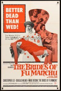3e107 BRIDES OF FU MANCHU 1sh '66 Asian villain Christopher Lee, Better dead than wed!