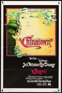 3e154 CHINATOWN int'l 1sh '74 art of Jack Nicholson & Faye Dunaway by Jim Pearsall, Roman Polanski