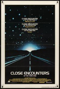 3e168 CLOSE ENCOUNTERS OF THE THIRD KIND white border 1sh '77 Steven Spielberg sci-fi classic!