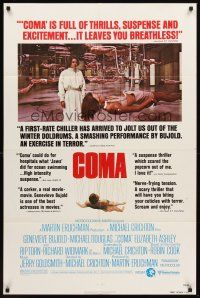 3e176 COMA 1sh '77 Genevieve Bujold finds room of hanging unconscious sexy beautiful women!