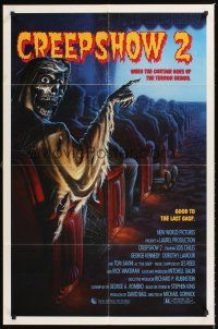 3e203 CREEPSHOW 2 1sh '87 Tom Savini, great Winters artwork of skeleton guy in theater!