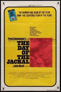 3e219 DAY OF THE JACKAL 1sh '73 Fred Zinnemann assassination classic, master killer Edward Fox!