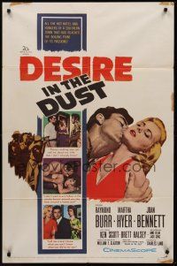 3e239 DESIRE IN THE DUST 1sh '60 only the hot sun was witness to Martha Hyer's shameless sin!