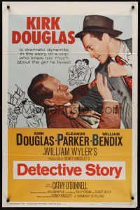 3e242 DETECTIVE STORY 1sh R60 William Wyler, Kirk Douglas can't forgive Eleanor Parker!