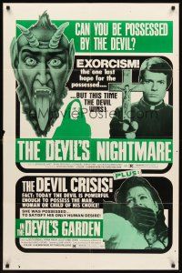 3e245 DEVIL'S NIGHTMARE/IN THE DEVIL'S GARDEN 1sh '72 wacky horror double bill!