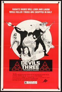 3e246 DEVILS THREE: THE KARATE KILLERS 1sh '80 Marrie Lee as Cleopatra Wong the karate queen!