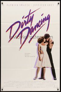 3e254 DIRTY DANCING 1sh '87 classic image of Patrick Swayze & Jennifer Grey in sexy embrace!