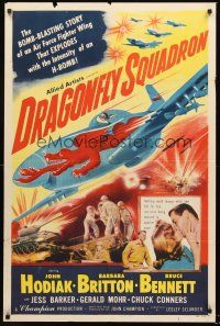 3e274 DRAGONFLY SQUADRON 1sh '53 cool art of airplane with huge red firebreathing dragon!