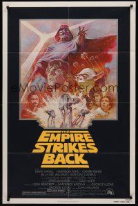 3e303 EMPIRE STRIKES BACK 1sh R81 George Lucas sci-fi classic, cool artwork by Tom Jung!