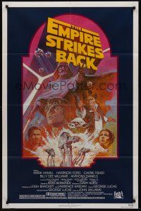 3e304 EMPIRE STRIKES BACK 1sh R82 George Lucas sci-fi classic, cool artwork by Tom Jung!